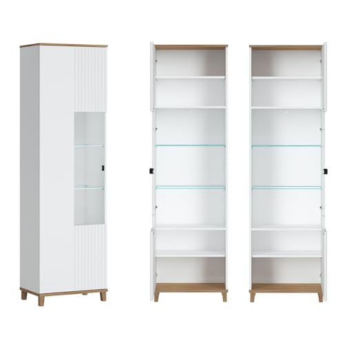 Lomadox Wohnzimmer Wohnwand Schrankwand Anbauwand mit Couchtisch in weiß mit Eiche Nb., B/H/T: ca. 370/208,4/40 cm – Bild 3