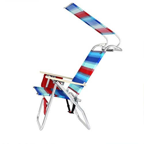 17 Inches High Seat Big Tycoon Aluminum Beach Chair With Canopy #TOP4