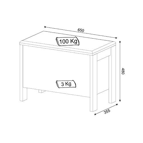Tecno Mobili Puff AZ1013, Preto / Nogal Tecido 388