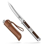 UNIQTINT EDC Slim Folding Knife with Inlaid Rosewood Handle - D2 Steel Blade, Liner Lock, and Pocket Clip - 3.8oz Lightweight Gentlemen's Pocket Knife (FK003A-SL)