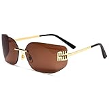 AICase Futuristic Rimless y2k Sunglasses for Women Men Fashion Wrap Around Frame 2025 Trendy Chic Shield Frameless Miu Designer Sunnies UV400 Protection