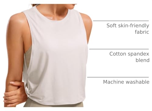 Image of CRZ YOGA Pima Cotton Dropped Armhole Tank | Workout, Naturally Soft, Loose Fit, Crop, Crewneck, Knotted Sides, Sleeveless Tops for Women