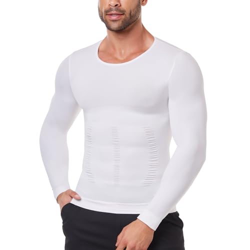 MISS MOLY Gynecomastia Compression Shirts for Men Long Sleeve Slimming Body Shaper Tummy Control Shapewear Undershirt