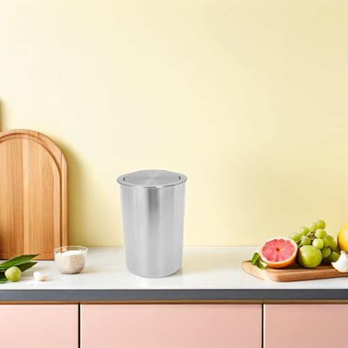 Caneca de basura embutida de acero inoxidable con tapa de péndulo miniatura 5