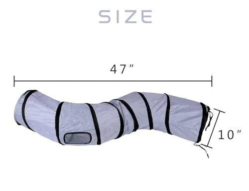 Image of iCAGY Cat Tunnel for Indoor Cats Interactive, Rabbit Tunnel Toys, Pet Toys Play Tunnels for Cats Kittens Rabbits Puppies Crinkle Pop Up Gray 47 inch Shape S