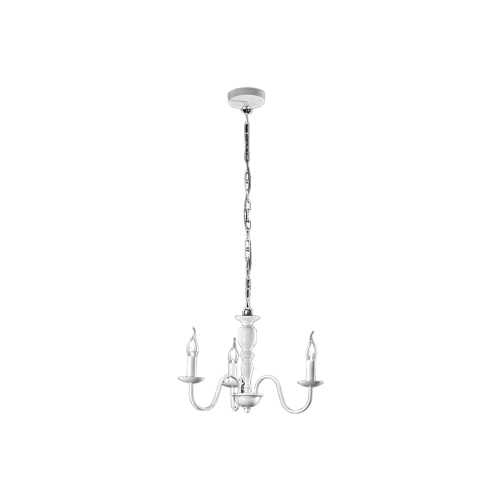 FIAMMINGO SOSPENSIONE LAMPADARIO 3 LUCI BIANCO OPACO D. 50 CM. 3XE14 STILE PROVENZALE CLASSICO RUSTICO COUNTRY CHABBY CHIC