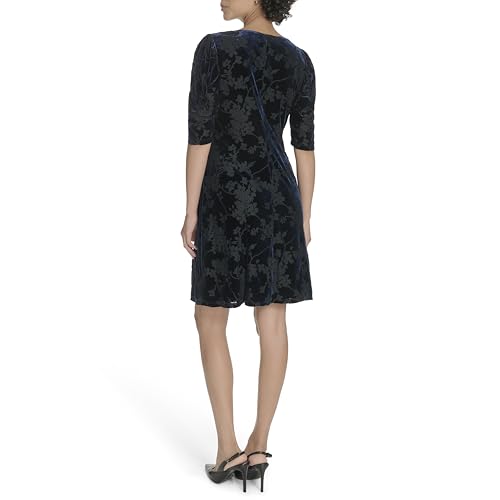 Tommy Hilfiger Women's Ruched Elbow Sleeves Fully Lined Shift Dress4