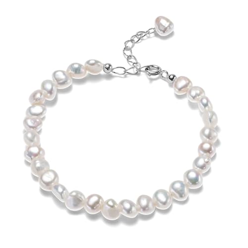 Natural Baroque Pearls Link Bracelets for Women Freshwater Cultured Pearls Strand Bracelets Handpicked Pearl Elegant Jewelry