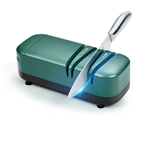 Electric Knife Sharpener, Professional Knife Sharpener for Home, 2 Stages for Kitchen Knives Quick Sharpening & Polishing, with Scissors Sharpening, Green Electric Knife Sharpener, Professional Knife Sharpener for Home, 2 Stages for Kitchen Knives Quick Sharpening & Polishing, with Scissors Sharpening, Green