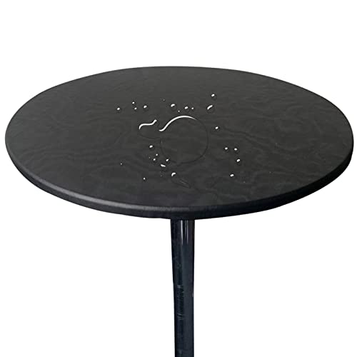 Tischdecke Runde Stretch Tischtuch Wasserdicht Abwischbar Tischschutz Für Drinnen Und Draußen (80cm (Rund),Schwarz)