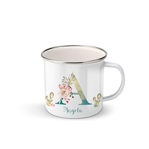 Taza personalizada con inicial y nombre, taza regalo de navidad, taza ilustración llama, cactus (A)