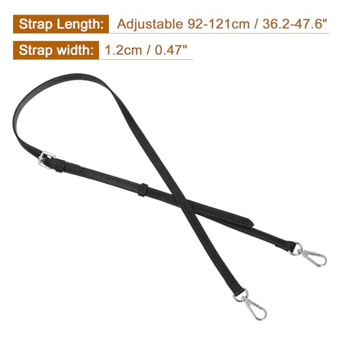 Image of uxcell Leather Bag Strap Replacement Adjustable Crossbody Bag Straps Conversion for Shoulder Bag Handbag Purse, Black, Silver Buckle