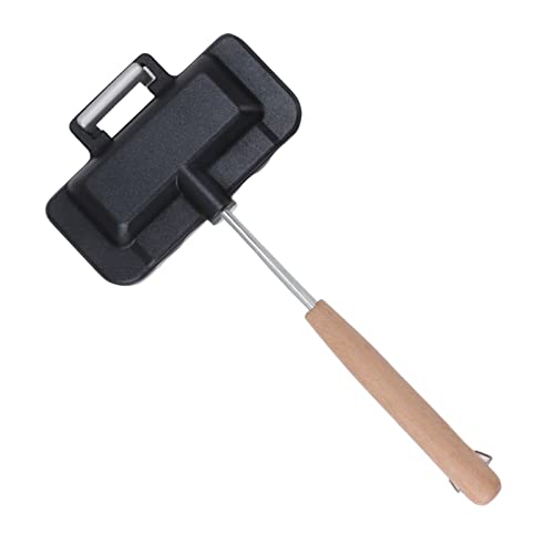 Qcwwy Doppelseitige Sandwich-Backform, Doppelseitige Bratpfanne, Abnehmbarer Griff, Antihaftbeschichtete Pfannen, Aluminium-Flip-Grillkäse-Pfanne, Frühstücks-Sandwich-Maker und