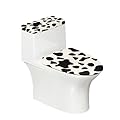 Eheartsgir Cow Hide Print Stretchy Fabric Toilet Lid Cover and Toilet Tank Lid Cover 2-Piece Set, Dust Protection Cover Fit Most Oblong Round Elongated Toilet for Bathroom Decor