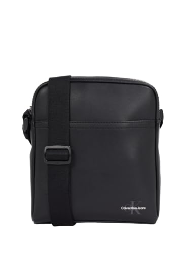 Calvin Klein Sac à Bandoulière Homme Mono Logo Reporter avec Fermeture Éclair, Noir (Black), Taille Unique
