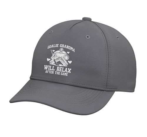 Funny Hockey Goalie Grandma of an Ice Hockey Keeper Grandma Adjustable Printed Baseball Hat, Slate Grey
