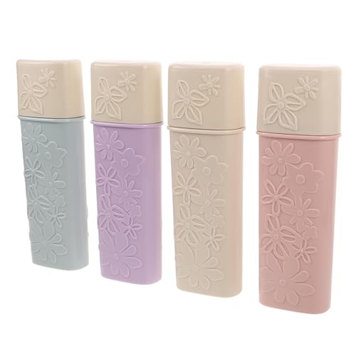 WEKAMOS 4個携帯用歯ブラシケース 耐久性プラスチック製 花柄彫刻入り 防塵カバー付き 歯磨き粉収納ホルダー 出張 キャンプ 旅行 日常使いに