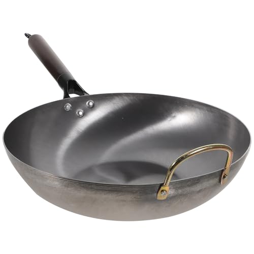 Wok de hierro fundido 32 cm con mango de madera miniatura 1