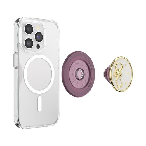 Image of PopSockets Phone Grip for MagSafe with Kickstand, Magnetic Stand, Swappable Top, Secure Hold for iPhone MagSafe Cases, Phone & Tablet Grip - Enamel Scorpio