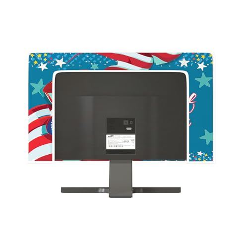 Image of 4th of July Monitor Dust Cover 22, 23, 24, 25 Inch American Flag Stars and Stripes Independence Day Panel Case Computer Screen Protective LCD /LED /HD Water Proof Computer Covers for Desktop PC