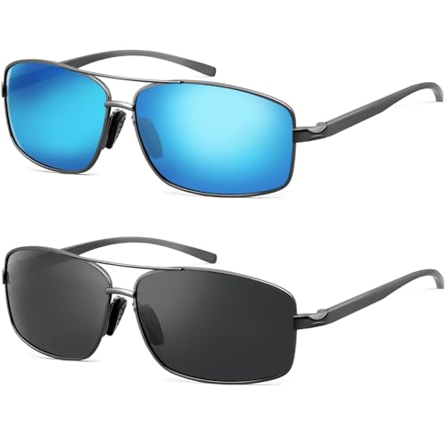 Image of Polarized Rectangle Sunglasses for Men Women UV400 Protection Adjustable Rectangular Driving Glasses Ultra Lightweight