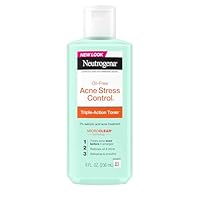 Neutrogena Acne Stress Control Oil-Free Triple-Action Face Toner, Skin Care with 2% Salicylic Acid, Acne Toner for Face with Green Tea & Cucumber Extract, Nourishing & Refreshing, 8 fl. oz