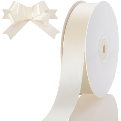 CUQIG 1 Inch Ivory Ribbon 50Yards Perfect for Gift Wrapping