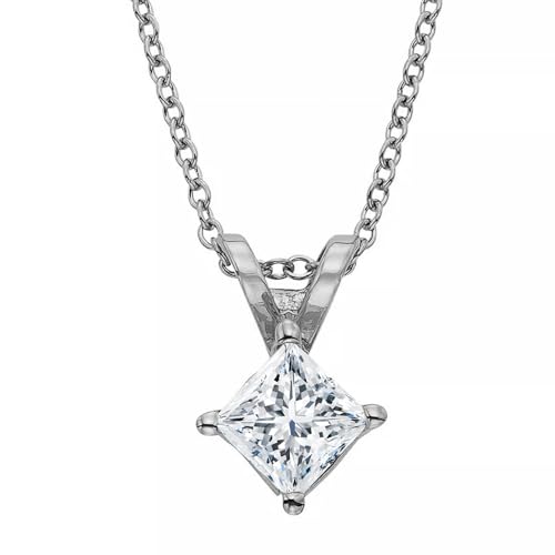 14K Gold 1/2-5 Carat LAB GROWN Diamond Solitaire Pendant IGI Certified 4 Prong Diamond Pendant Necklace For Women (E-F-G, VS1-VS2, 0.50-5 C.t.w)
