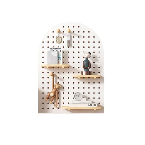 GUIXIAOGUO パンチングボード 洞洞板 壁 高級木製 有孔ボード 実木エコボード ヴィンテージ 壁掛け DIY 収納セット 壁面収納 壁掛け棚 玄関収納ラック リビング 玄関 オフィス 店舗用 廊下 居間 寝室 化粧台 書斎 (ホワイト-アーチ形,