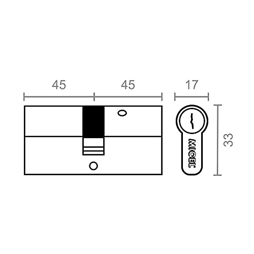 MICEL, 13184, High Security Cylinder, European Profile, Long Cam, 45 x 45, 5 Keys, Anti-Bumping System, Anti-Drill - Image 3