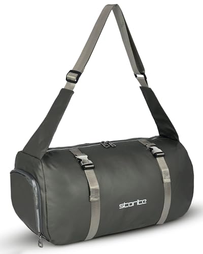 Image of Storite Travel Duffle Bag with Shoe Compartment, Shiny Grey, 43x22x18.5 cm