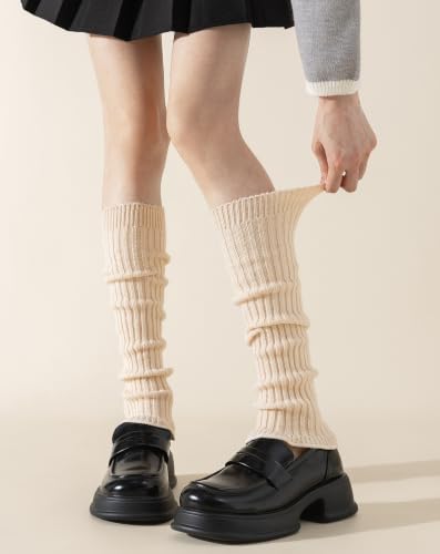 Image of Yawlsow Leg Warmers for Women Girls Y2k Knit Ruffle Leg Warmer Winter 80s with Sequins, Japanese Kawaii Harajuku Accessories