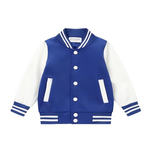 Mud Kingdom Kids Baseball Jacket Long Sleeve Letterman Varsity Jackets for Boys and Girls Buttons Coat Quick Dry