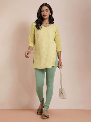 Image of TWIN BIRDS Tailored Cut and Classic Fit Super Stretchable Elastane Fabric Churidar Leggings for Women