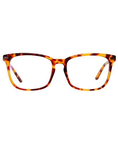 Image of DUCO Retro Square Blue Light Glasses For Men Blue Ray Blocking Glasses Computer Gaming Glasses Nylon Lens Acetate Frame Tortoise 8302