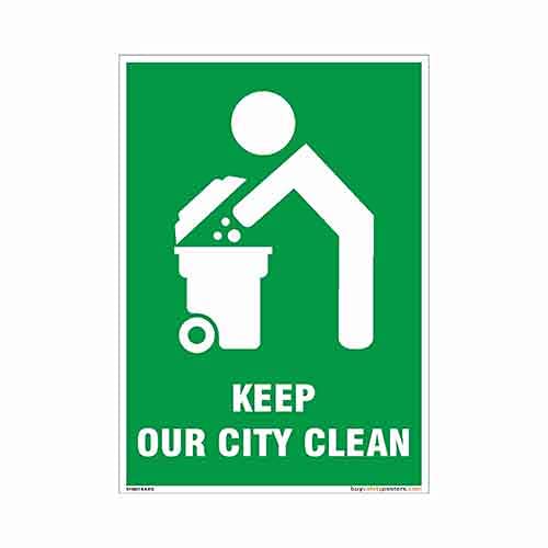 Clean Man Sticker Sign buysafetyposters.com - Keep Our City Clean Sign in English - PVC ...