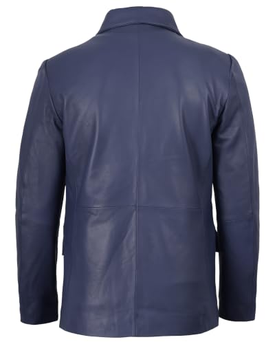 Image of fjackets Mens Leather Blazer Jacket - Real Lambskin Leather Sport Coat, 2-Button, Leather Jacket Men Business to Weekend