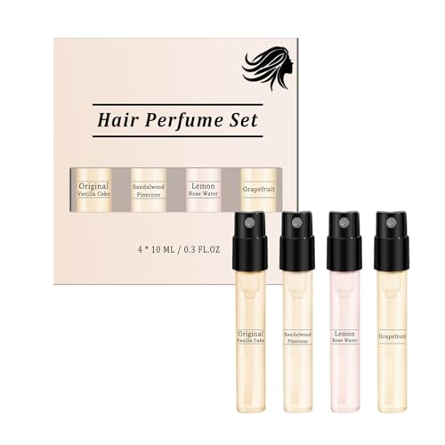 Hair Perfume For Women, Haarparfüm Damen, 4 pc Haarduftspray - Original Vanilla Cake, Pheromon Haar Parfum Damen, Sandalwood Pinecone, Lemon Rose Water, Freshen Hair