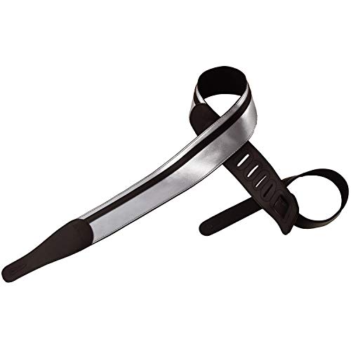 Chromacast Speed Series Leather Racing Stripe Guitar Strap, Silver With Black #TOP9