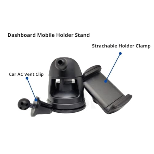Image of Universal Car Mount - Strong Suction, Double Lock, 360 Rotation, Quick Release, Telescopic Arm, Windshield & Dashboard Compatible for All Mobile Phones. (MXK-640)