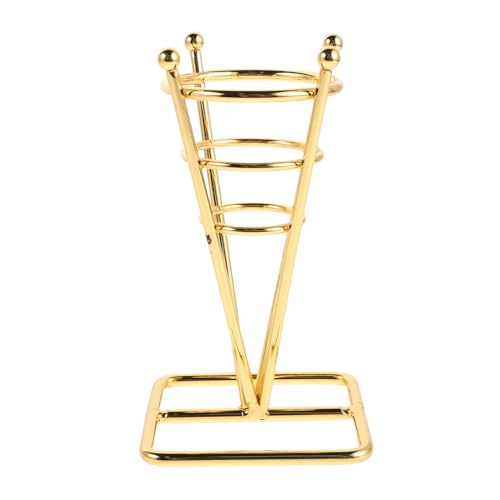 LOLIPPYY Soporte para Cono de Helado de Metal Dorado, Exhibidor de Conos Individuales para Cafeterías, Base para Presentación de Postres y Waffles, Estante Resistente y Fácil de Limpiar