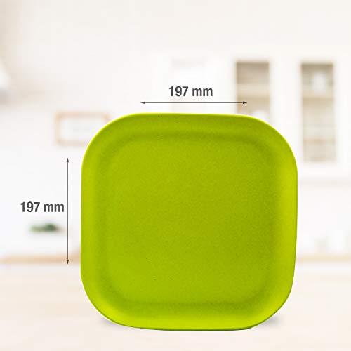 Image of Decor EcoLite Bamboo Dinner Set | Non Toxic Reusable Dinner Set | 12 Piece Eco-Friendly Dinnerware Gift Set - 4 Small Plates, 4 Large Plates & 4 Bowls (Katoris), Green