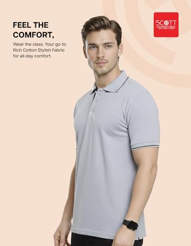 Image of Scott International Cotton Polo T Shirt | Collar Tshirts | Half Sleeves Plain T Shirt | T-Shirt |Tshirt for Men Stylish | Men's Tshirt
