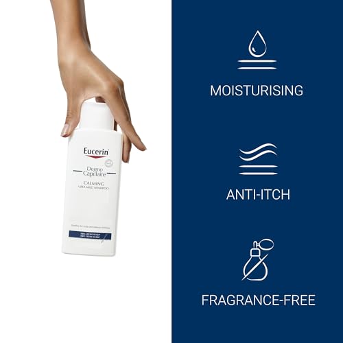Eucerin DermoCapillaire Calming Urea Shampoo 250ml, Psoriasis and Dermatitis Shampoo for Dry, Itchy Scalp, Fragrance-Free, Moisturising with Urea, Lactate, Paraben- and Silicon-Free
