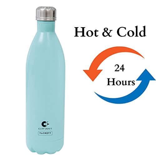 Image of Clay Craft Vacbott Vaccum Bottle, 500 ml Stark Double Walled 24 Hours Hot and Cold Water Bottle, 1 Piece| Leak Proof | Office Bottle | Gym | Home | Kitchen (Sky Blue)