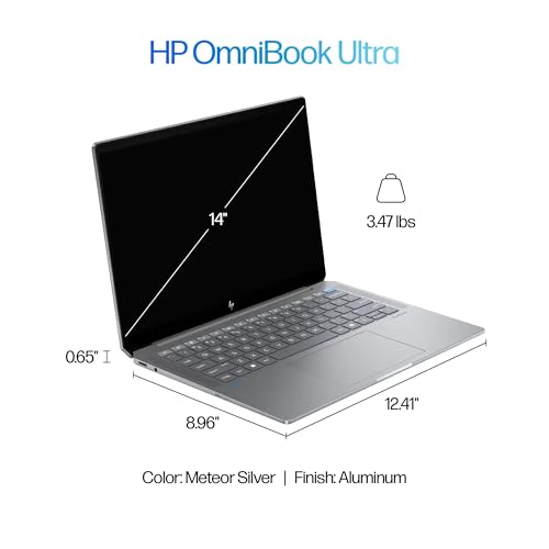 Image of HP 2024 OmniBook Ultra 14 inch 2.2K IPS Touchscreen Laptop 12-Core AMD Ryzen AI 9 HX 375 APU AMD Radeon Graphics 32GB LPDDR5 4TB SSD USB-C w /DP WiFi AX BT Webcam Backlit KB Fingerprint Windows 11 Pro