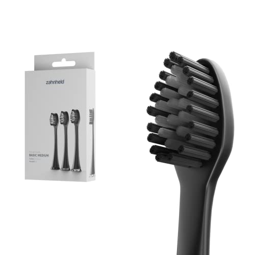 ZAHNHELD®️ Bürstenkopf Basic Medium | 3 Ersatzbürsten in Papierverpackung | Mittelharte Wechselköpfe Für Gero Schallzahnbürste | Effektive Reinigung | Schwarz Cover