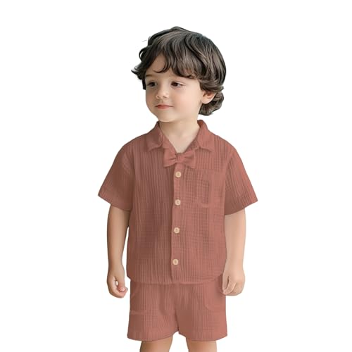 Image of Kidbea 100% Linen Shirt & Pant Co-ord Set for Kids | Elegant & Comfortable Summer Wear | Stylish Short-Sleeve Shirt with Bow & Comfy Shorts