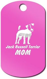 Jack Russell Terrier Mom Engraved Keychain/GI Tag Mister Petlife JRT Parson Hot Pink