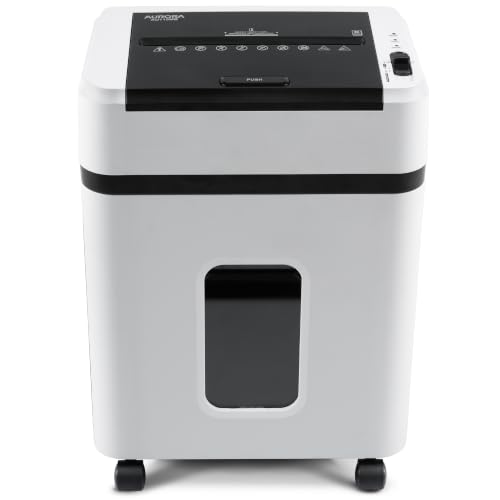 Image of Aurora High Security AU110MB 110-Sheet Auto Feed Micro-Cut Paper and Credit Card Shredder with 4 Gallon Pullout Basket / 30 Minutes /Security Level P-4 (White /Black)